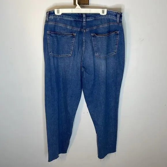 TALBOTS Distressed Raw Hem Medium Wash Cotton Blend Everyday Relaxed Jean Sz 16 - Picture 4 of 9